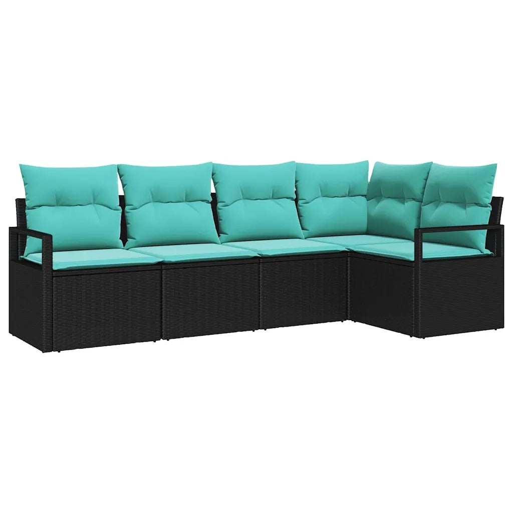 Set di divani 5 pcs Nero polyrattan 3346386