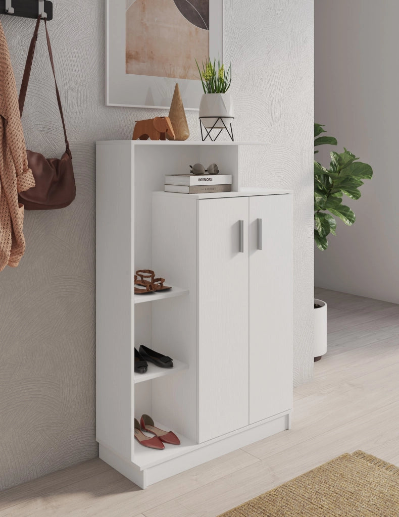 Scarpiera effetto legno finitura larice bianco cm. H.140xL.90xP.34,5