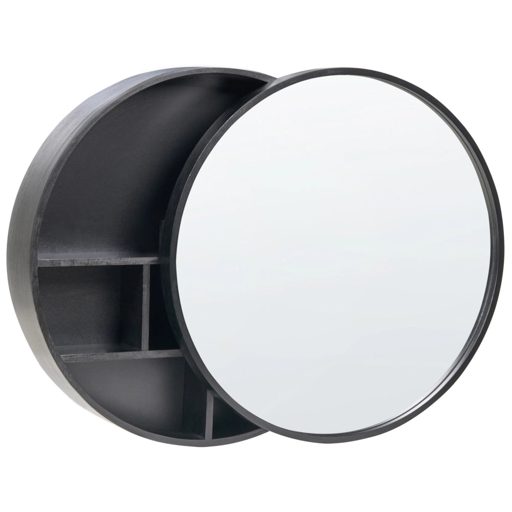 Armadietto a muro per bagno con specchio 50 x 50 cm Legno di bambù Pratico contenitore Stile moderno Bagno Nero