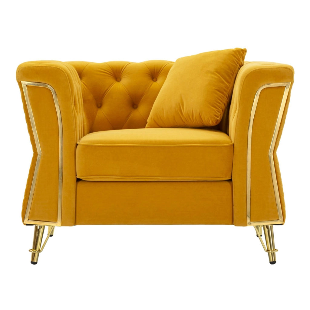 Poltrona VKH320, Giallo, Legno, 104x83x76 cm