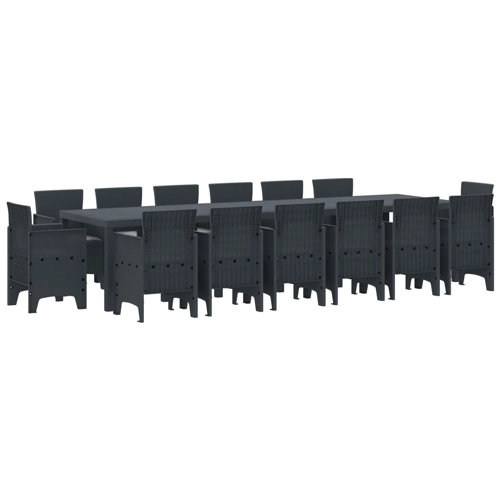 Set da Pranzo per Giardino 15 pcs Antracite Rattan Polt
