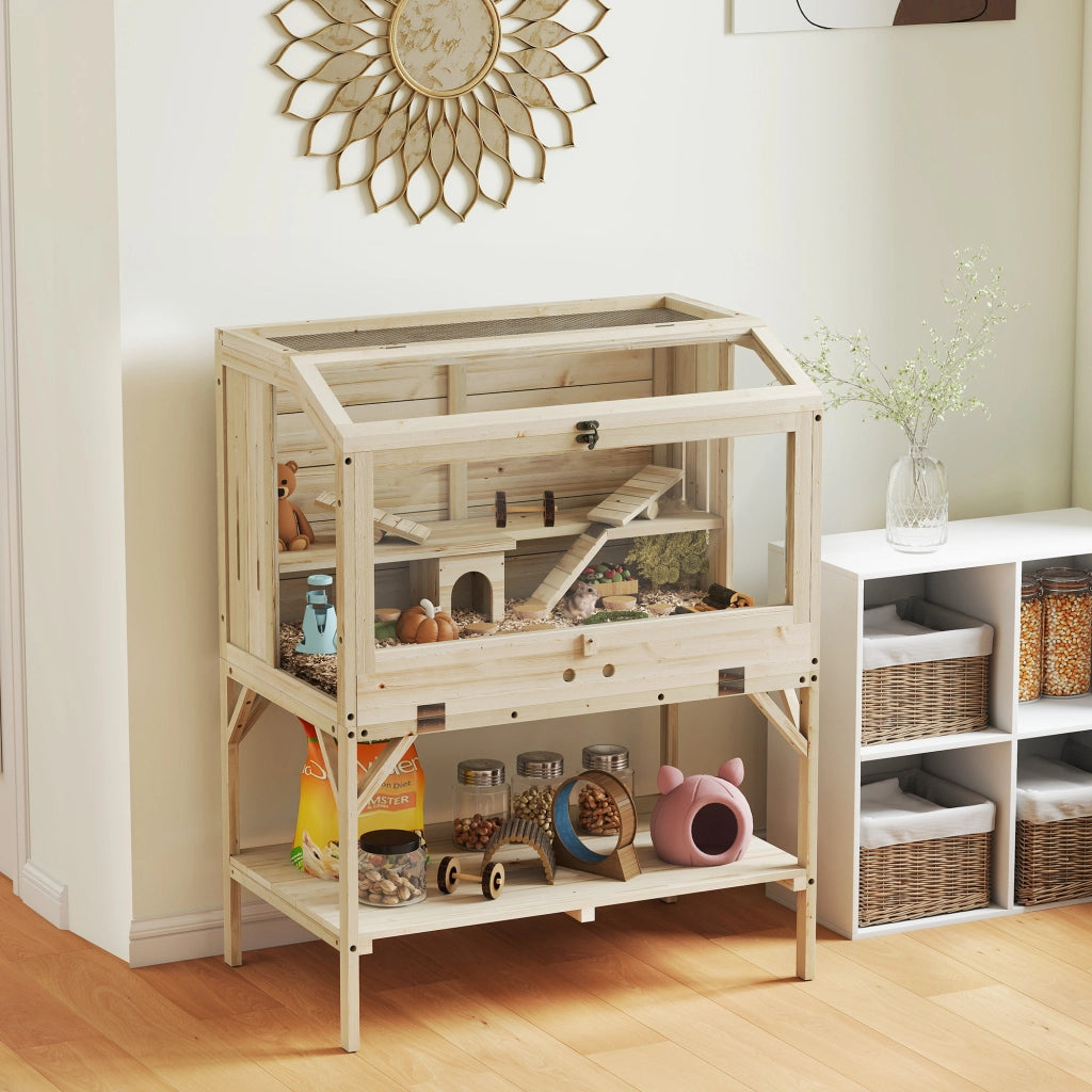 Gabbia per criceti in legno ¨C Xylo ¨C 2 livelli, 84x53x110 cm, naturale