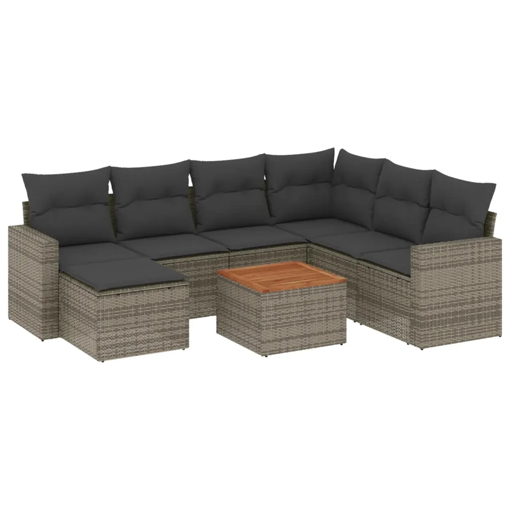 Set Divano da Giardino 8 pz con Cuscini Grigio in Polyrattan 3256571