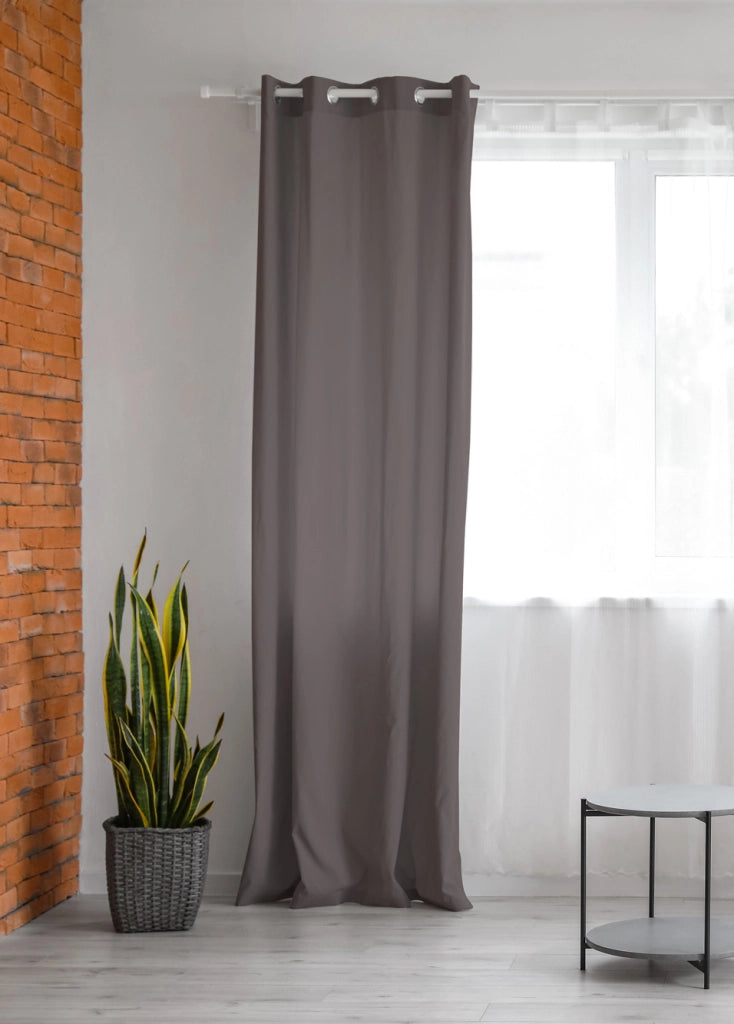 Tenda Semioscurante 140 x 290 Cm Moderne Con Occhielli  GrigioScuro - 1 Tenda