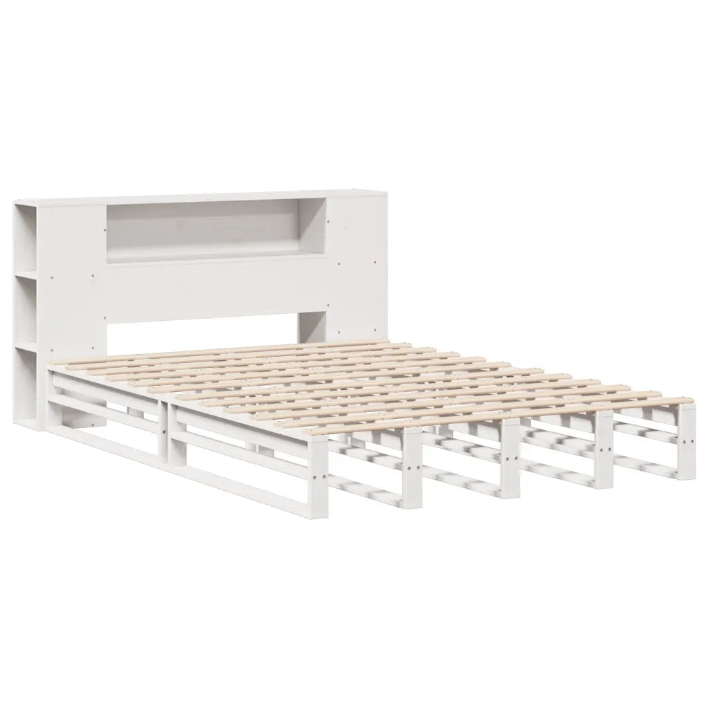 Letto Libreria senza Materasso Bianco 140x200 cm Legno Massello 3323876