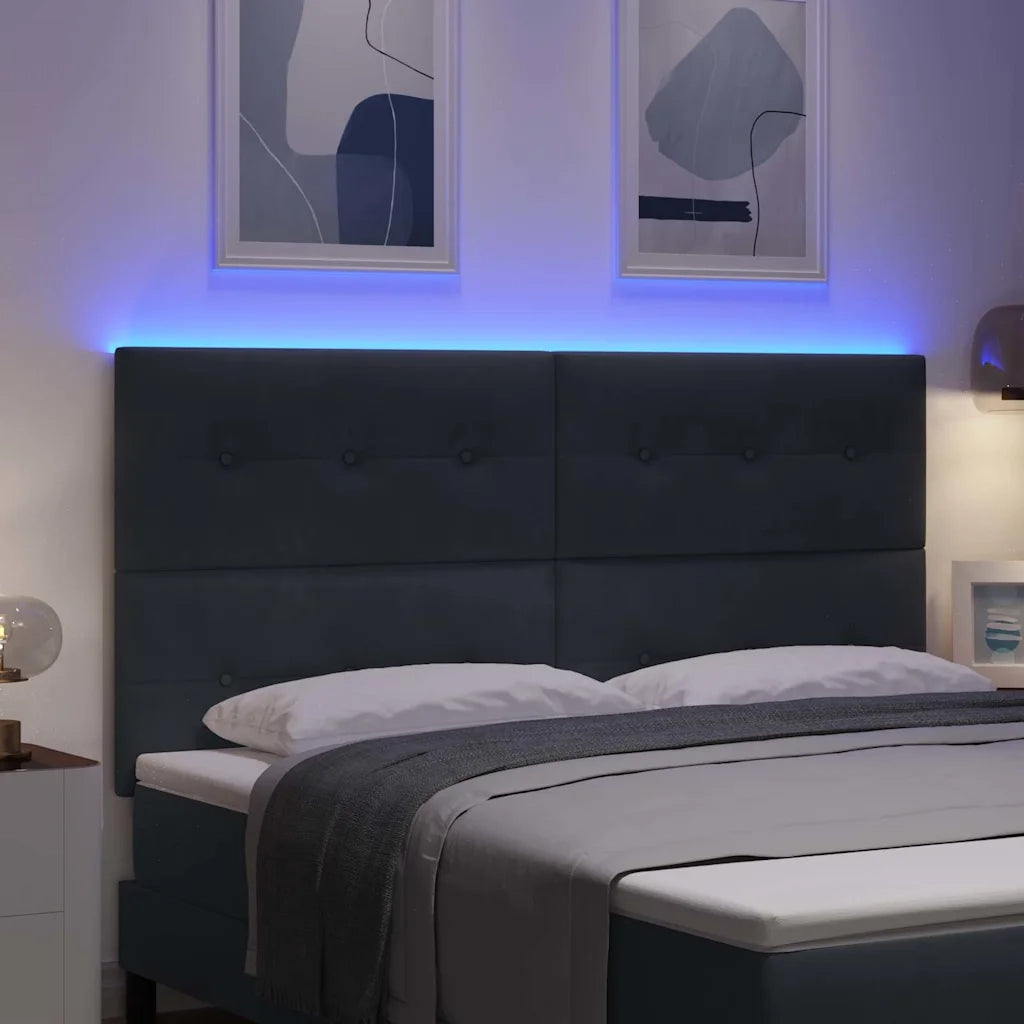 Testiera | Testata LED con strisce LED Grigio 180 cm Velluto