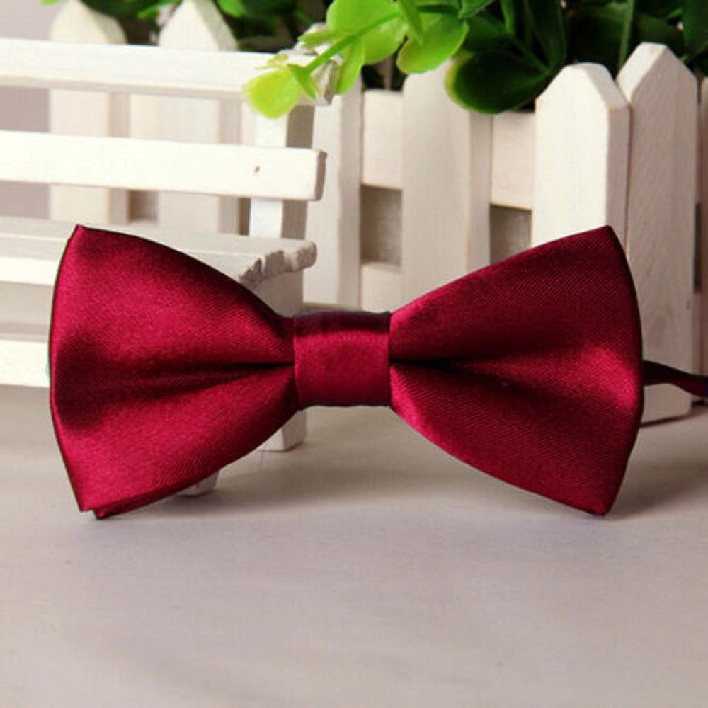 Trade Shop - Papillon Cravattino Bambino Seta Raso Bimbo Farfalla Per Cerimonie Vari Colori - Bordeaux