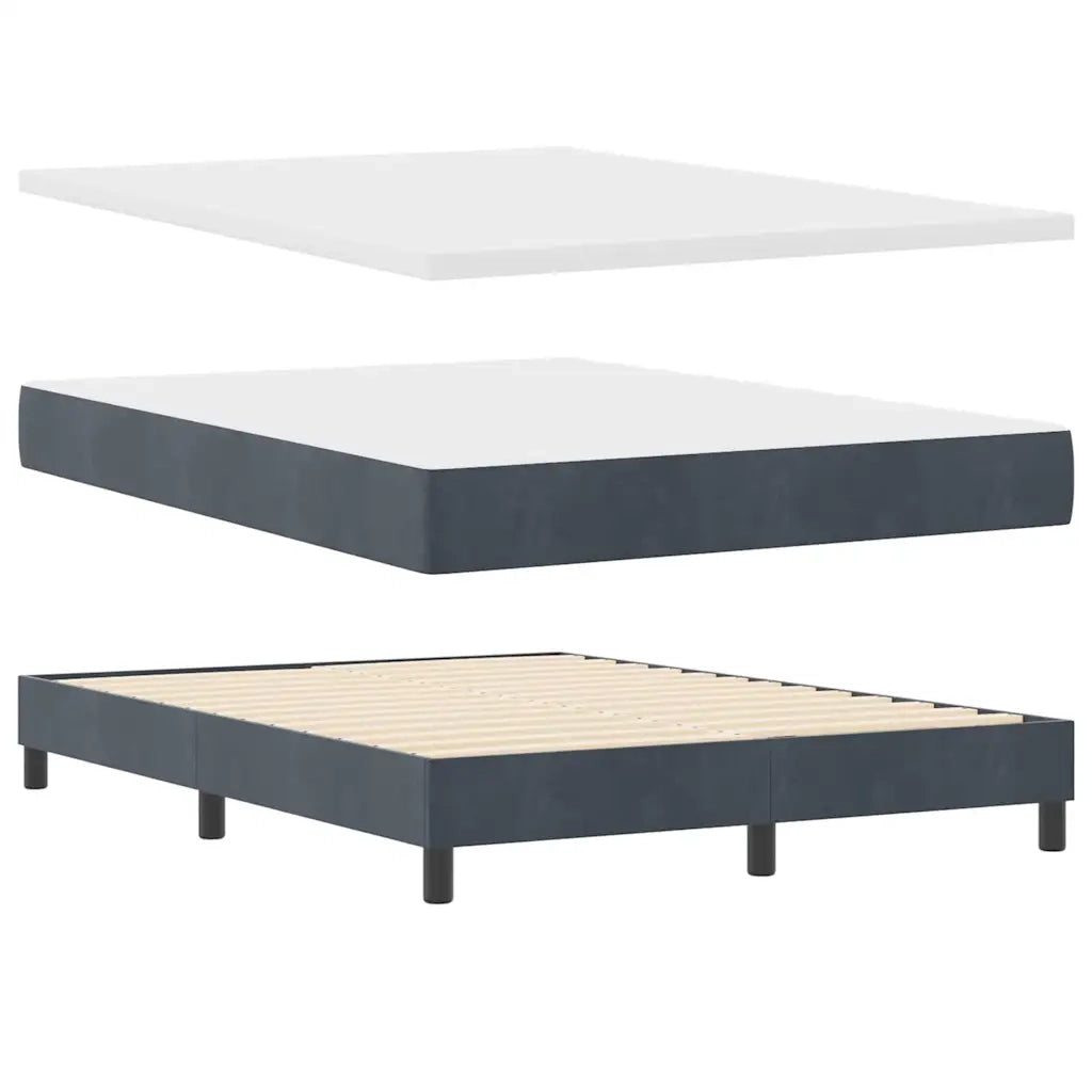 Letto a molle con materasso Grigio scuro 140 x 190 cm Velluto 3339237