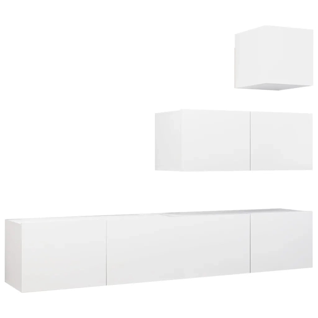 Set Mobili Porta TV 4 pz-Set di 4 Credenza per TV Bianco in Legno Multistrato 630519