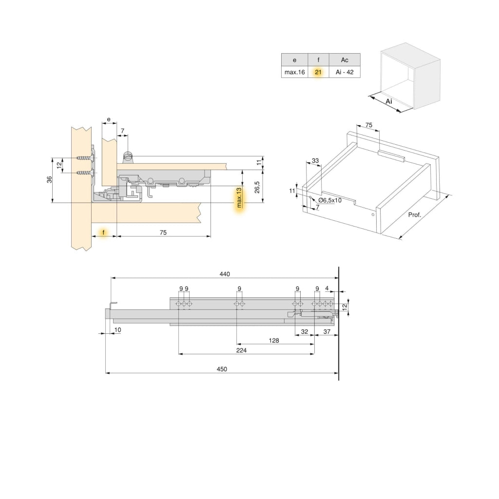 Guide Cassetto con Estrazione Soft 440 mm in Acciaio Emuca Bianco