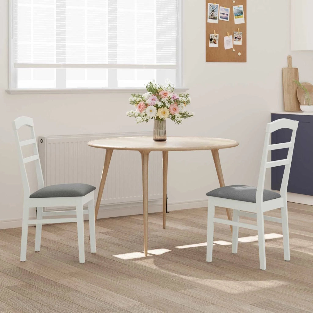 Sedia da pranzo 2 pcs Bianco e Grigio Legno di gomma solido 42020496