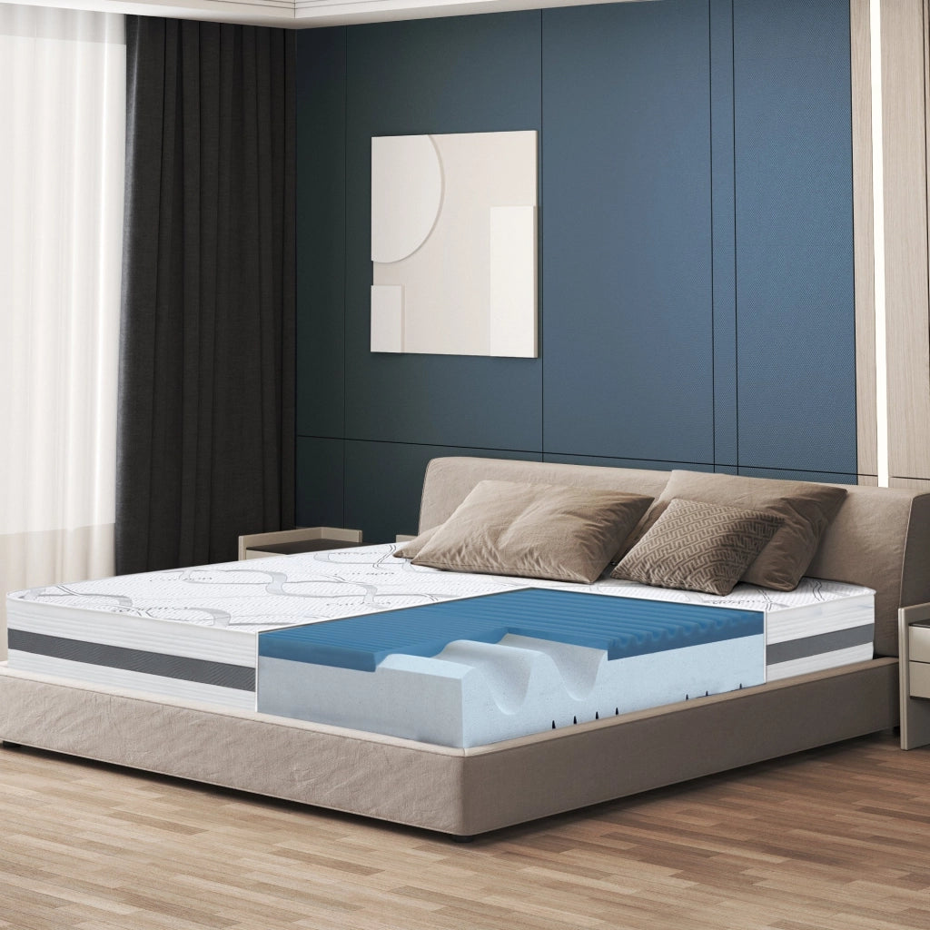 Materasso in Memory Foam a Una Piazza e Mezza 130x195 Altezza 22 cm | Rigidità media/alta | Tessuto Anallergico e Traspirante | Proprieta' Ortopediche Automodellanti | Prodotto in Italia