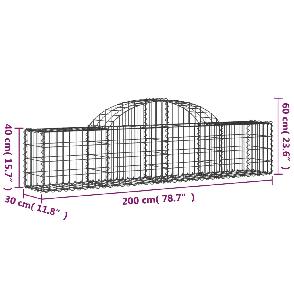 Cesti Gabbioni ad Arco 12 pz 200x30x40/60 cm Ferro Zincato 3146057