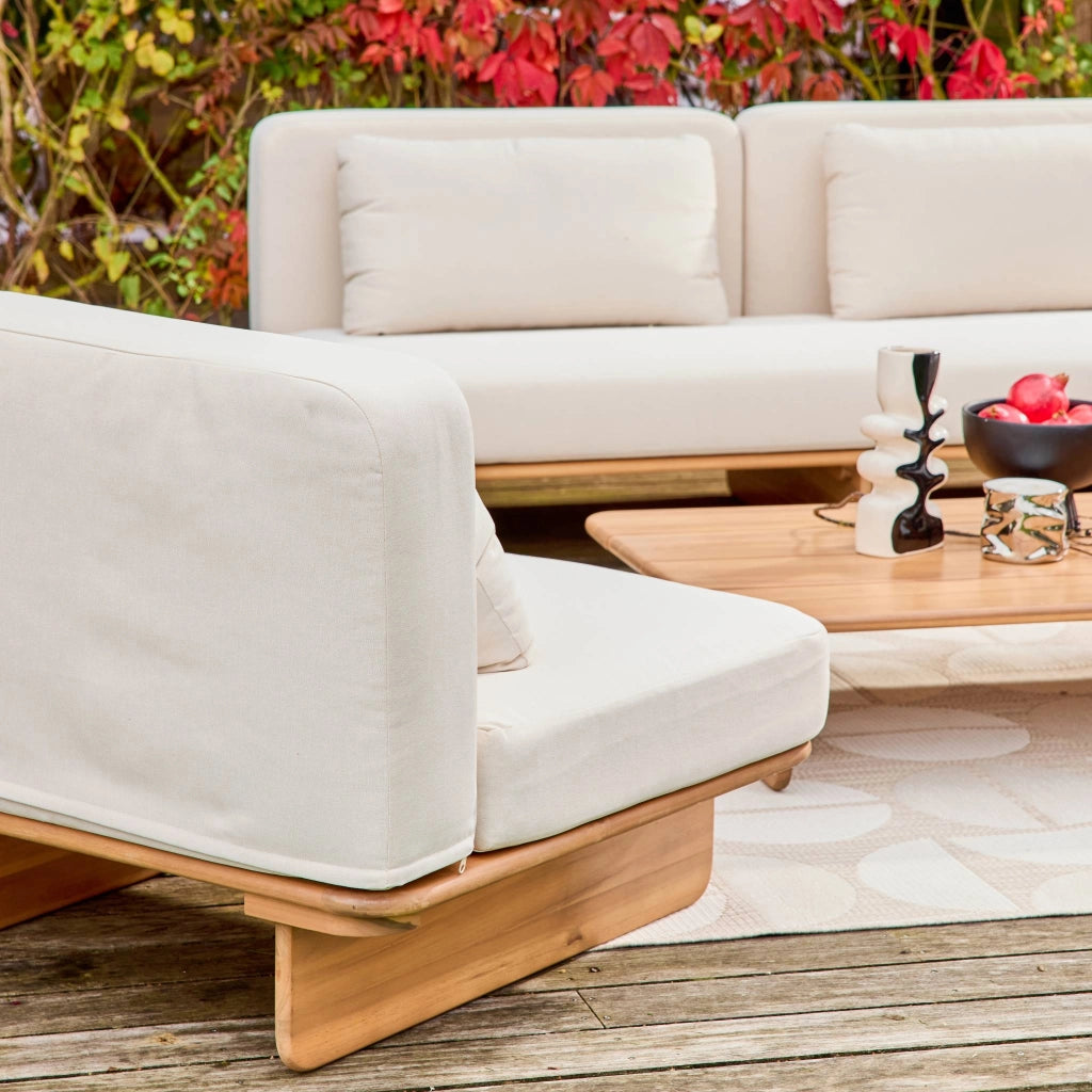 Salotto da giardino in legno di acacia, 4 posti, beige