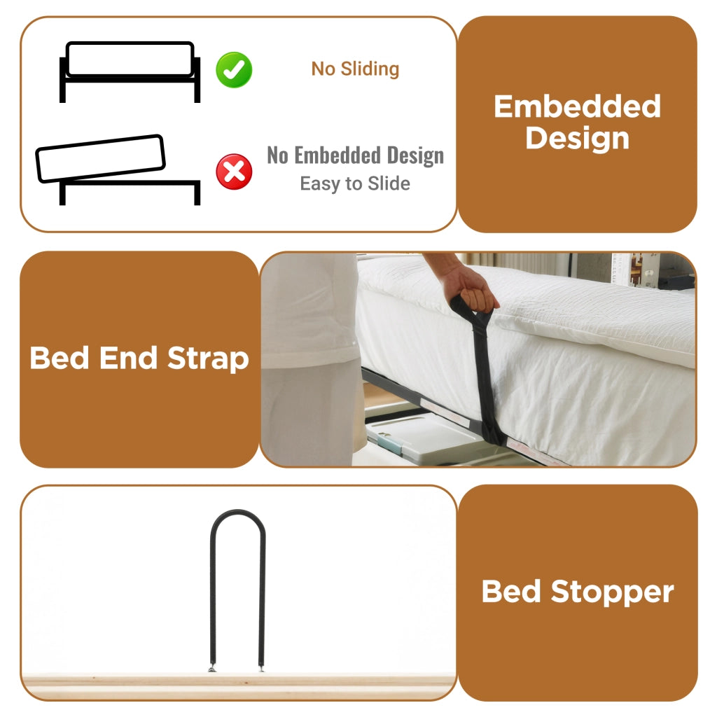 OKWISH Letto Contenitore 140×200 cm, Letto Matrimoniale con LED, USB, Tipo C e Testiera a L reversibile con ripiani, senza Materasso, Lino, Grigio