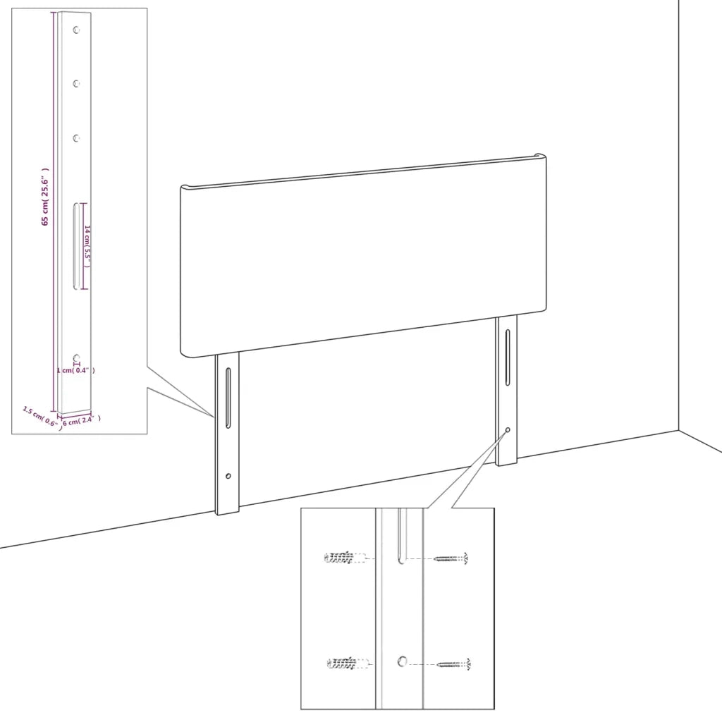 Testiera | Testata Crema 200x5x78/88 cm in Tessuto