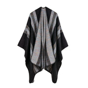 Nuovo scialle da donna in cashmere a righe con stelle, extra lungo e spesso, scialle multiuso.