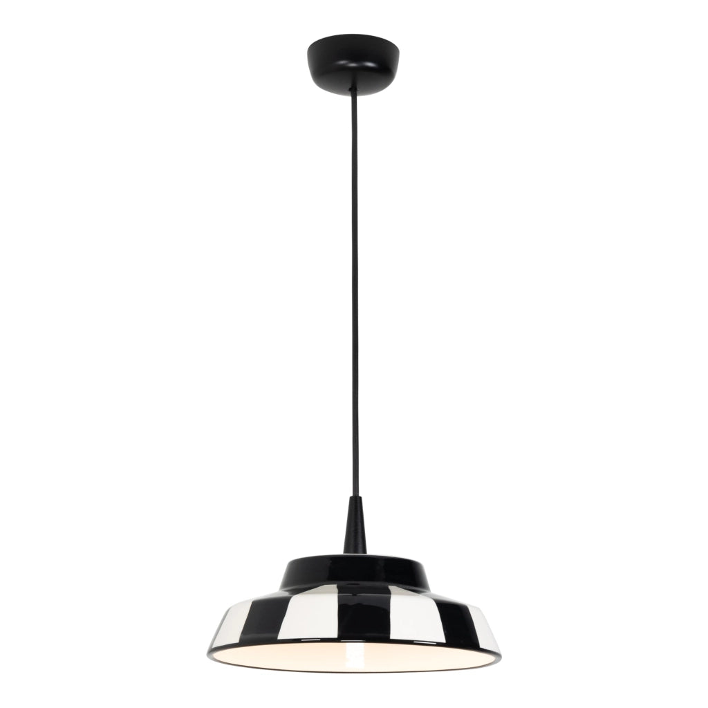 Circus Lampada a Sospensione LED 8W 3000K Ceramica Made in Italy Design Moderno a Righe Diametro 24 cm Altezza Regolabile fino a 300 cm Bianco