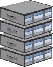 Organizzatore per ripostigli sotto il letto 4 pezzi con sistema di organizzazione pieghevole e finestra trasparente