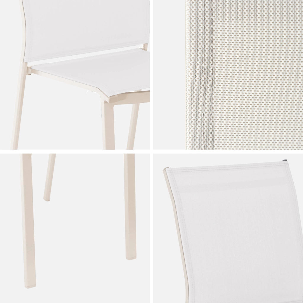 Set 4 sedie da giardino impilabili in alluminio e textilene, beige