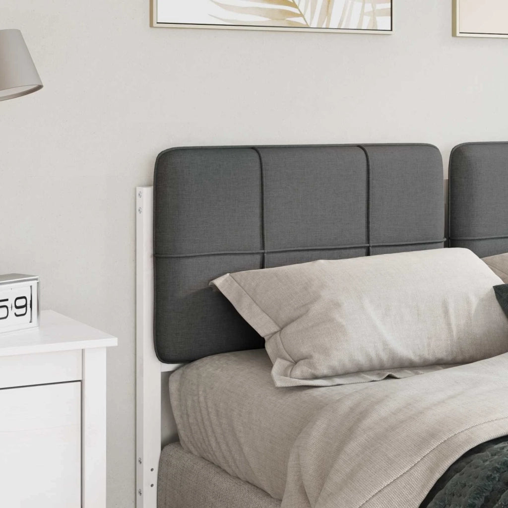Testiera | Testata imbottita Bianco e grigio chiaro 150 cm Pino massello