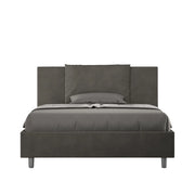 BS COM Letto una piazza e mezza con rete imbottito 130x190 microfibra grigio