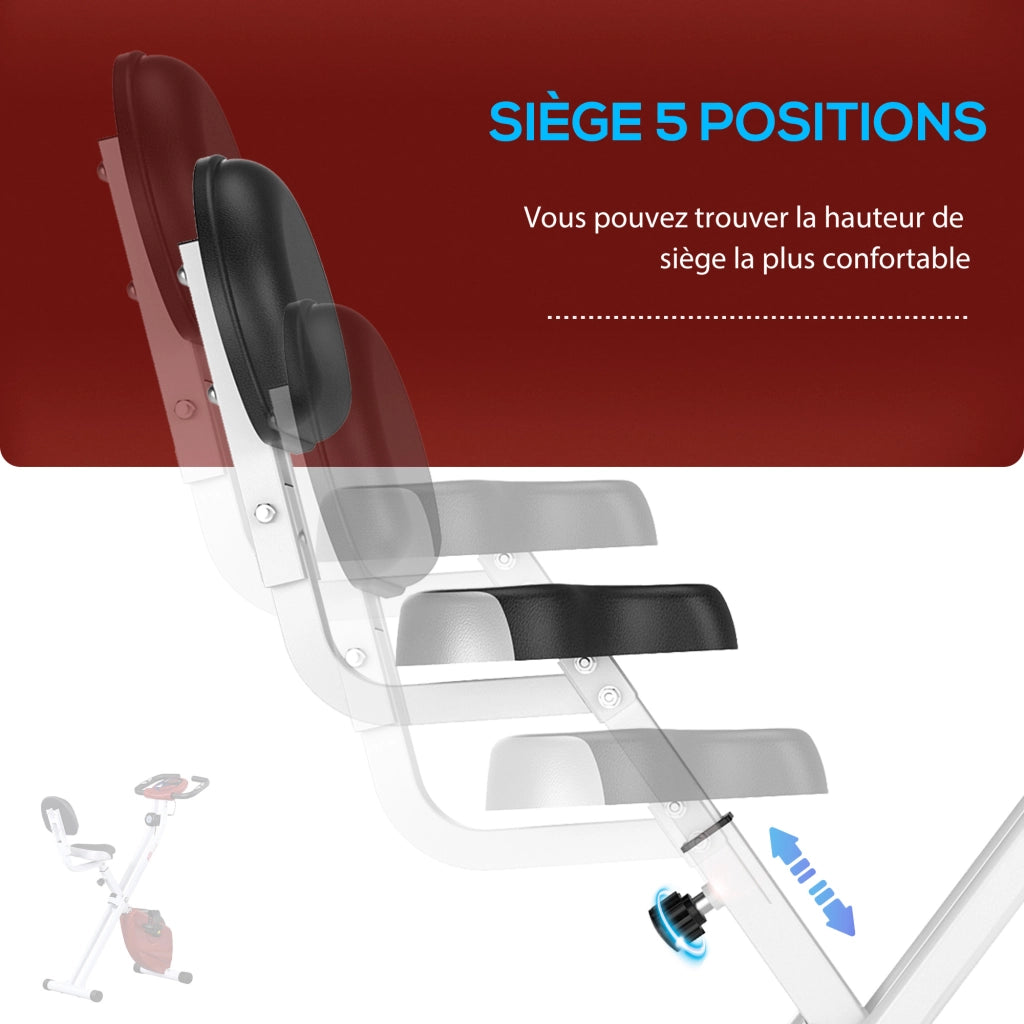Cyclette pieghevole ¨C Xylo ¨C 8 livelli resistenza magnetica con schienale sedile regolabile display LCD rosso