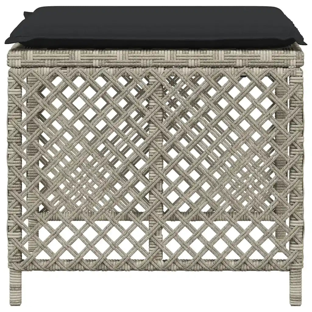Sgabelli Giardino Cuscini 4pz Grigio Chiaro 41x41x36 Polyrattan 365053
