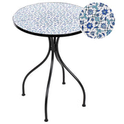 Tavolo da bistrot per esterni in metallo con piano in mosaico nero stile vintage