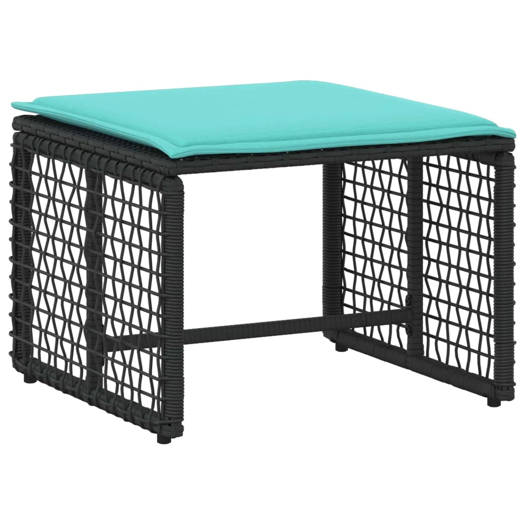 Set di Mobili da Esterno con cuscino 5 pz | Set Salotto da Giardino Nero e Turchese