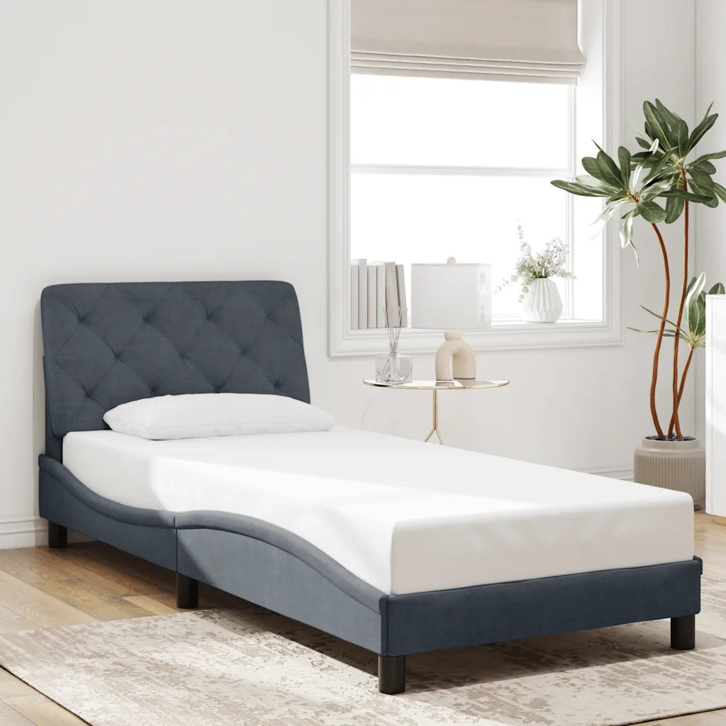 Letto singolo | Letto per adulti | Giroletto senza Materasso Grigio Scuro 80x200 cm Velluto