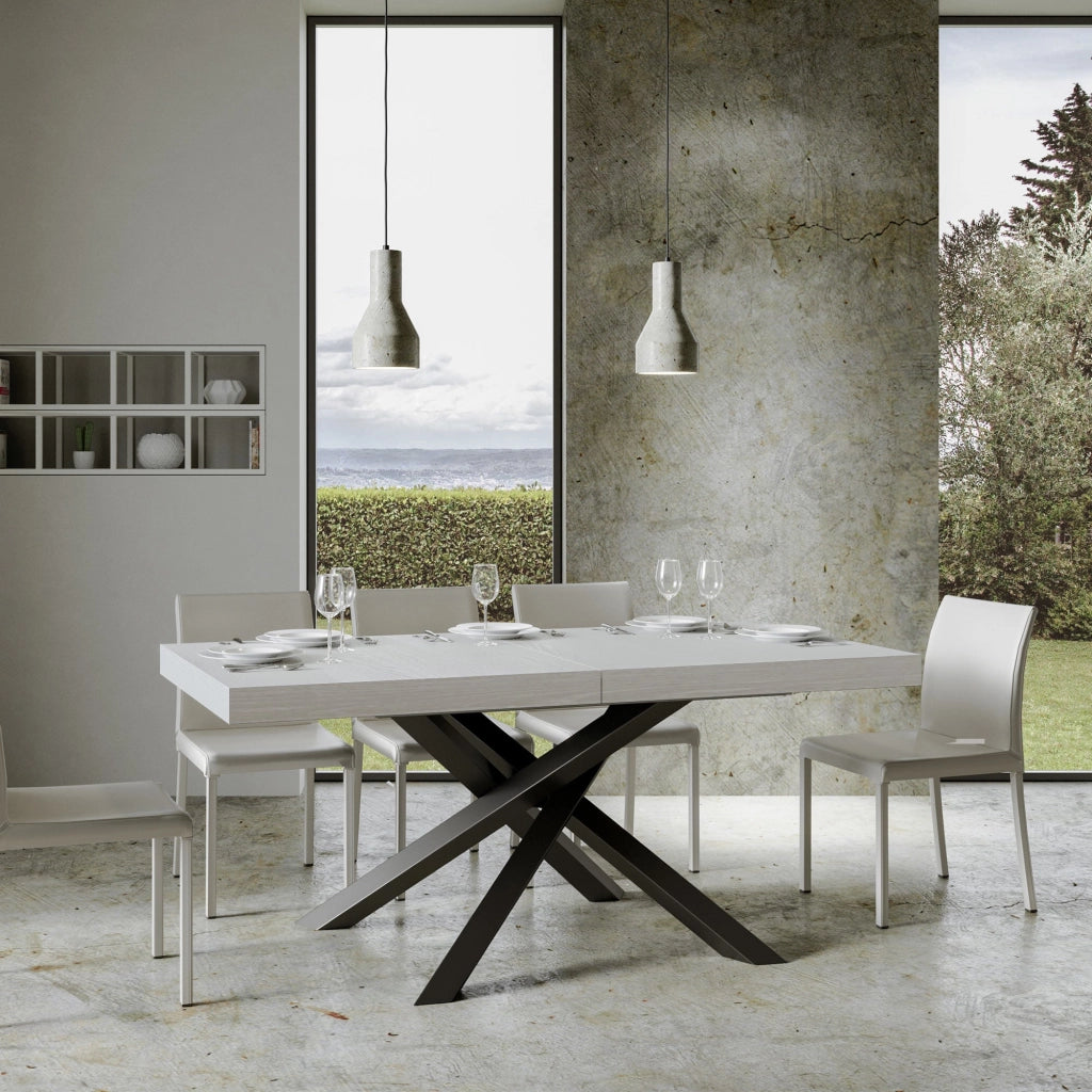 Tavolo Allungabile 200-460x90x77 cm Volantis Bianco Frassino Telaio Antracite