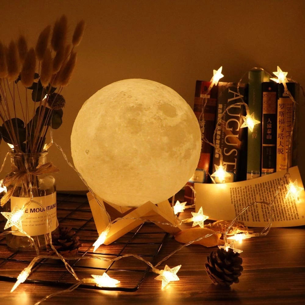 Trade Shop - Lampada Led 3d A Forma Di Luna Usb Luna Luce Regolabile Notturna Con Filo -