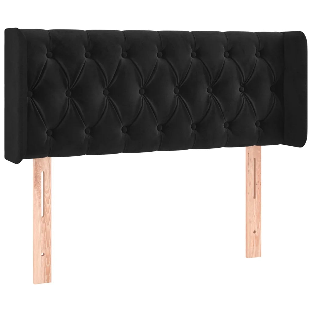 Testiera ad Orecchio-Testata con Orecchie Nera 93x16x78/88 cm in Velluto 377144