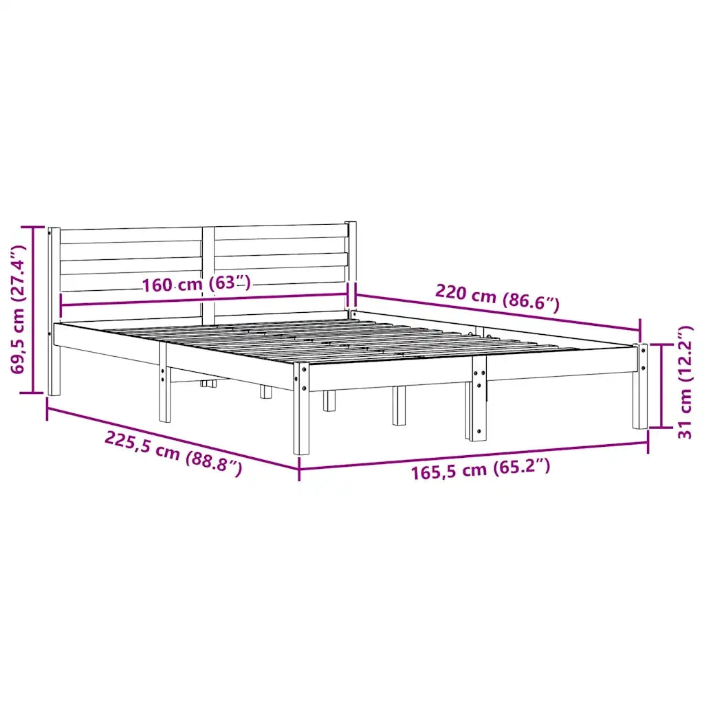 Letto matrimoniale | Letto per adulti | Struttura del letto Marrone 225,5 x 165,5 x 69,5 cm
