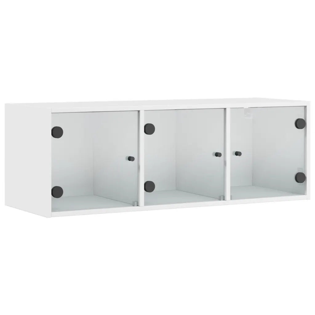 Mobile a Muro con Ante in Vetro Bianco 102x37x35 cm 836511