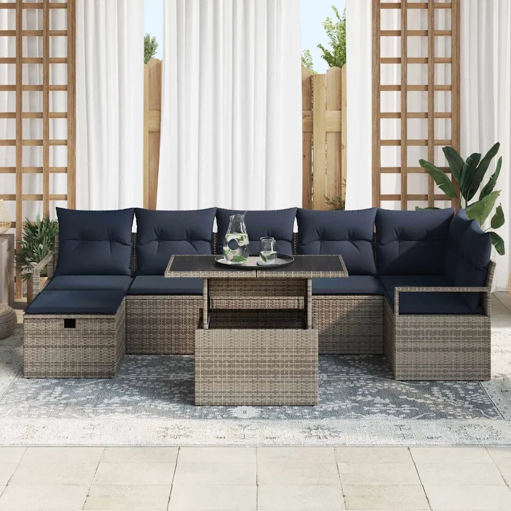 Set Divano da Giardino con cuscino 8 pcs Grigio Poly Rattan 3359812