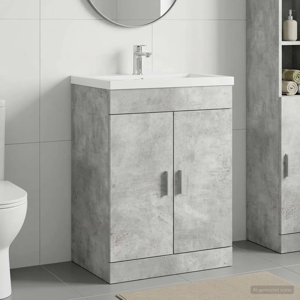Mobiletto da Bagno Sotto Lavabo Grigio Cemento 890691