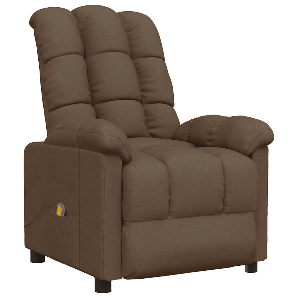 Poltrona Massaggiante Reclinabile Marrone in Tessuto cod mxl 51166