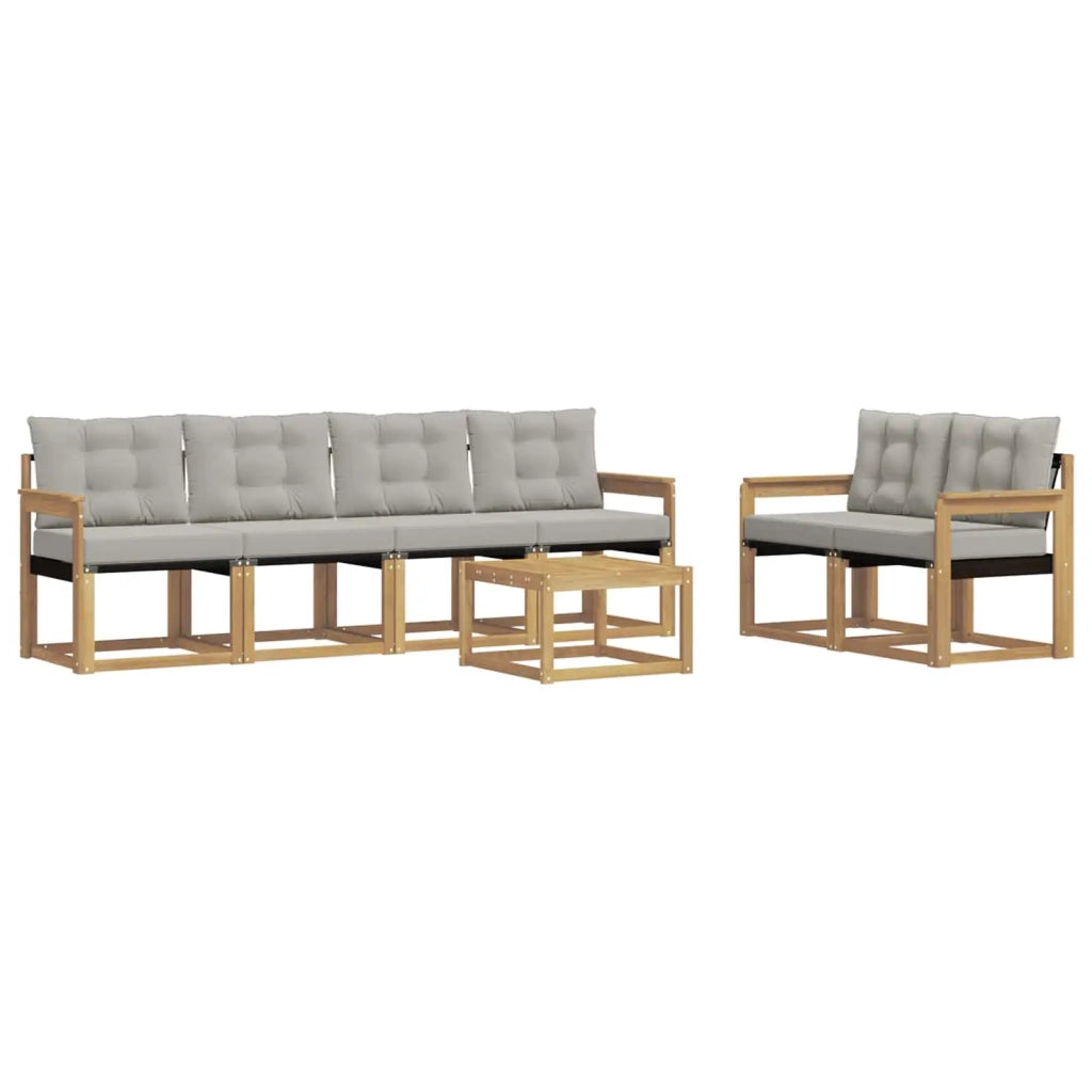 Set di divani da esterno 7 pz Bianco e Grigio Chiaro 3389229