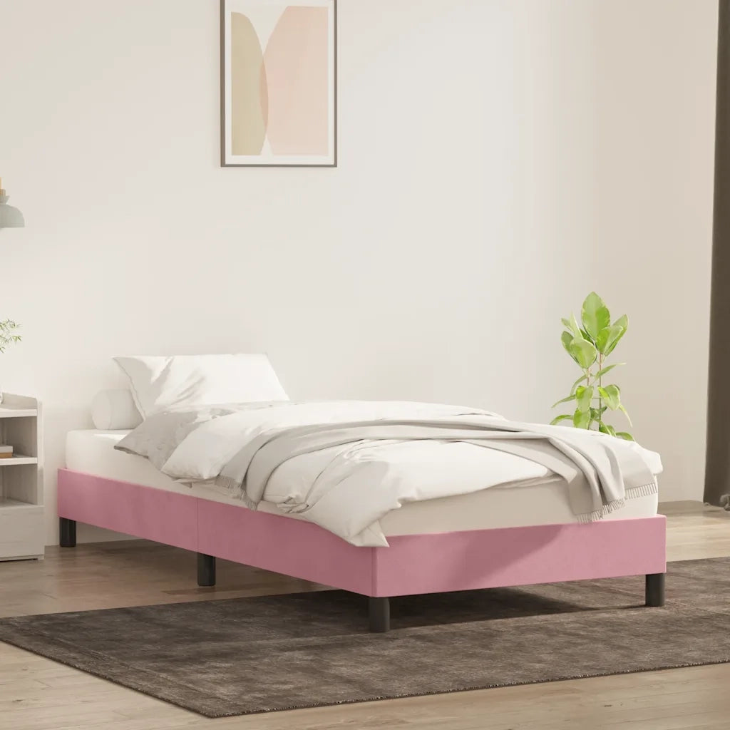 Letto singolo | Letto per adulti | Giroletto senza Materasso Rosa 80x220 cm Velluto