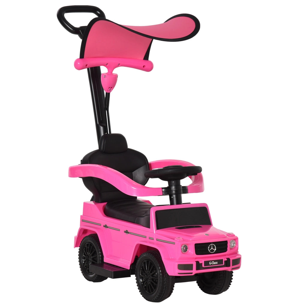Macchina a Spinta per Bambini 12-36 Mesi con Licenza Mercedes, Tettuccio e Maniglia, 85.5x40.5x95 cm, Rosa