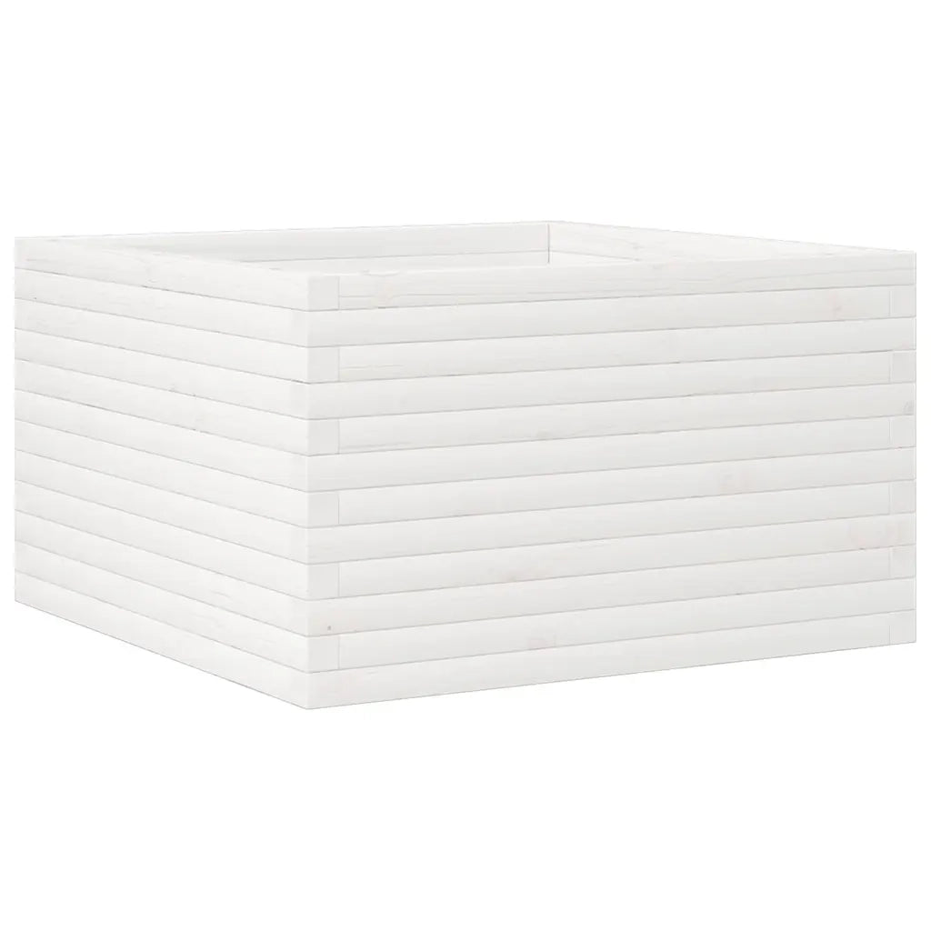 Fioriera da Giardino Bianca 80x80x45,5cm Legno Massello di Pino