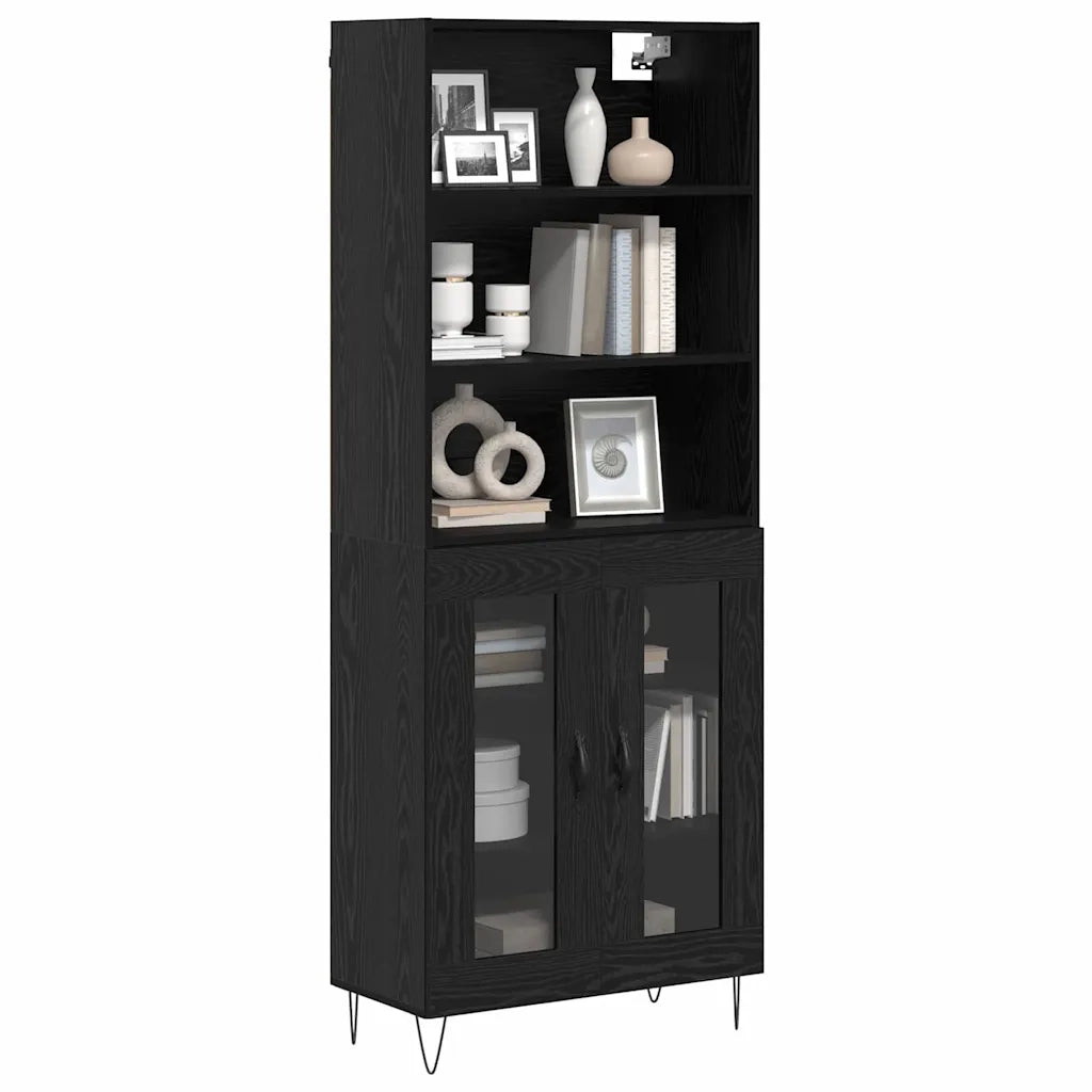 Credenza-Buffet-Armadio da cucina Rovere Nero 69,5 x 34 x 180 cm Legno multistrato 945104