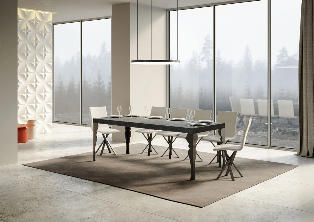 Tavolo allungabile 90x160/420 cm Paxor Premium cemento telaio Antracite
