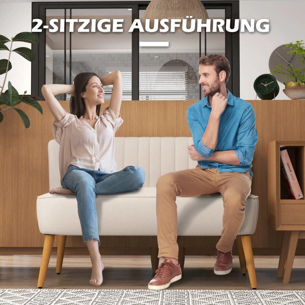 Divano 2 Posti Retrodesign ¨C zephmum ¨C Legno Crema 117x56x77