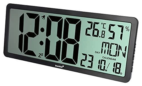 Levenhuk H80 Orologio-termometro Multifunzione Digitale con Termometro Igrometro Sveglia Calendario Schermo Grande Retroilluminato Alimentazione a Batteria colore Nero