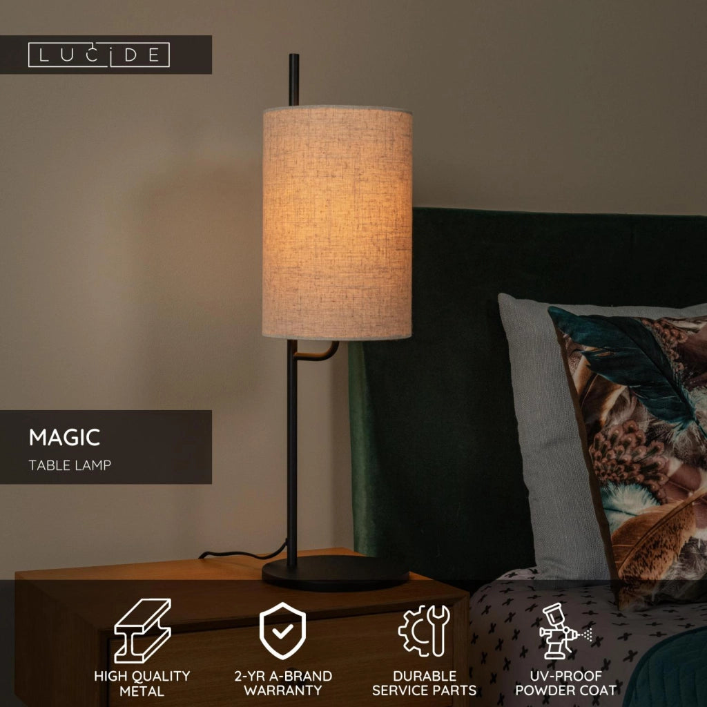 Lampada da tavolo MAGIC nera lino 1xE27 Lucide