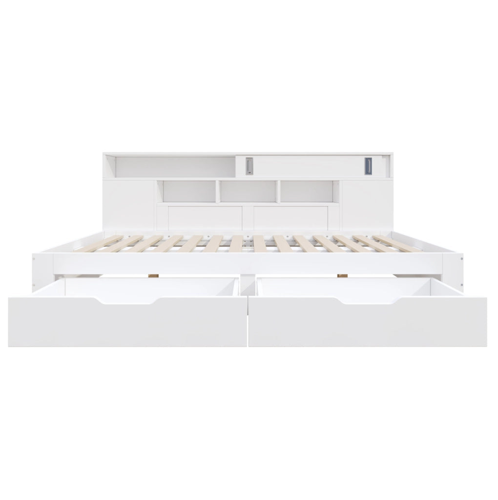 Letto giorno singolo 90x190 cm con 2 cassetti; armadio e ripiani; bianco