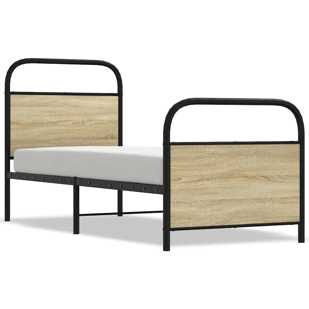 Letto singolo | Letto per adulti | Giroletto senza Materasso Rovere Sonoma 80x200 cm in Truciolato